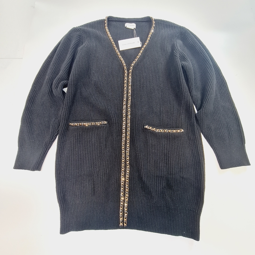 Lovers + Friends Black Cardigan with Gold Details - Picture 2 of 10